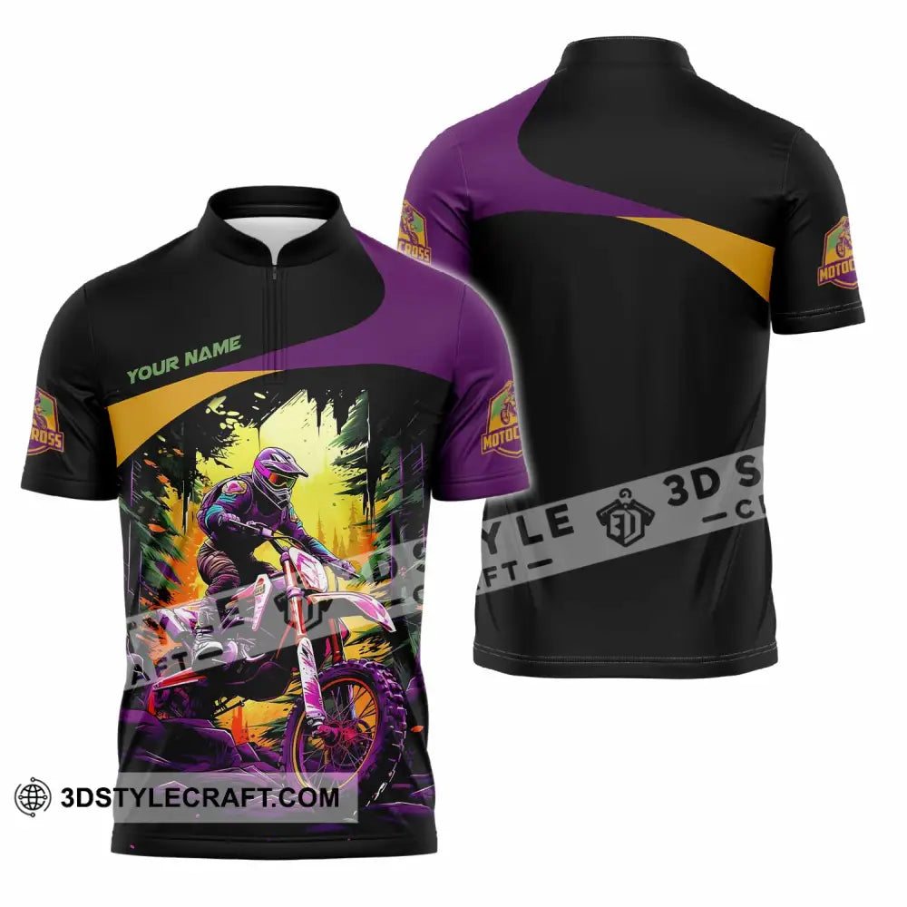 Unisex Shirt - Custom Text Shirt Mountain Bike Shirt Zipper Polo Shirt / S T-shirt