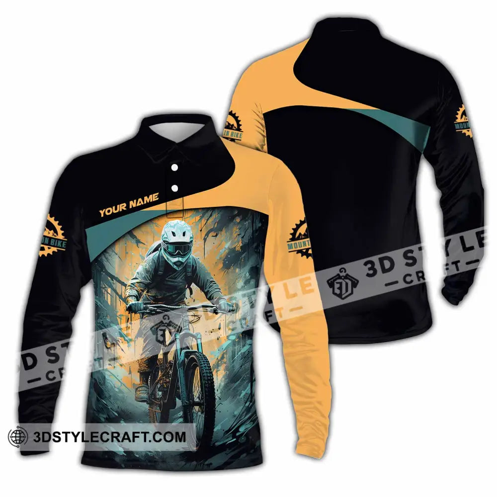 Unisex Shirt - Custom Text Shirt Mountain Bike Shirt Long Sleeve Polo / S T-shirt