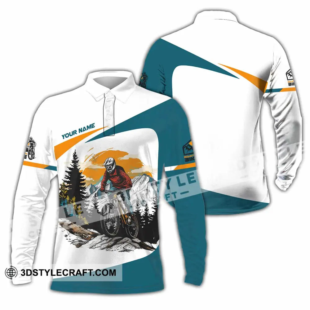 Unisex Shirt - Custom Text Shirt Mountain Bike Shirt Long Sleeve Polo / S T-shirt