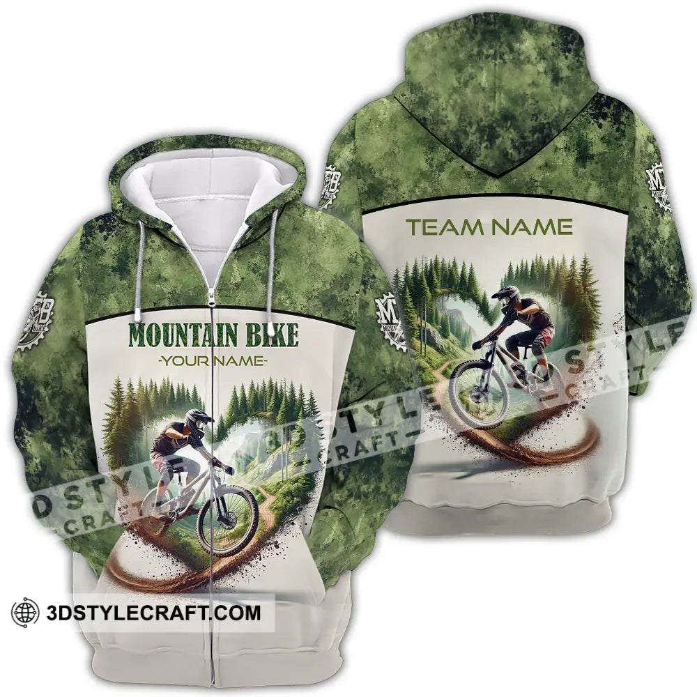 Unisex Shirt - Custom Text Shirt Mountain Bike Shirt Zipper Hoodie / S T-shirt