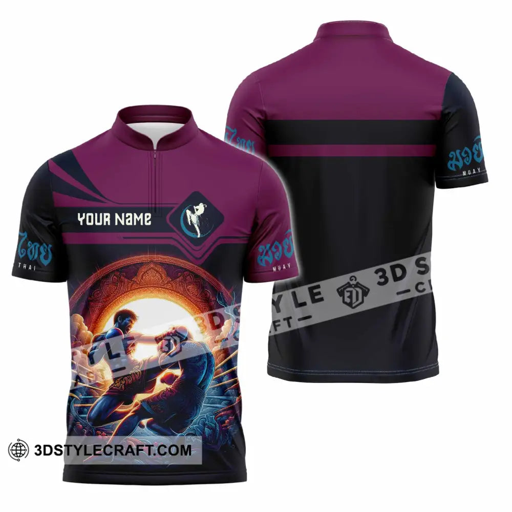 Unisex Shirt - Custom Text Shirt Muay Thai Shirt Zipper Polo Shirt / S T-shirt