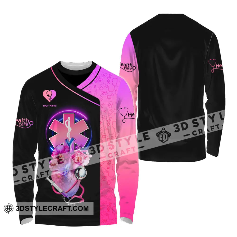 Unisex Shirt - Custom Text Shirt Nurse Doctor Healthy Care Long Sleeve Shirt / S T-shirt