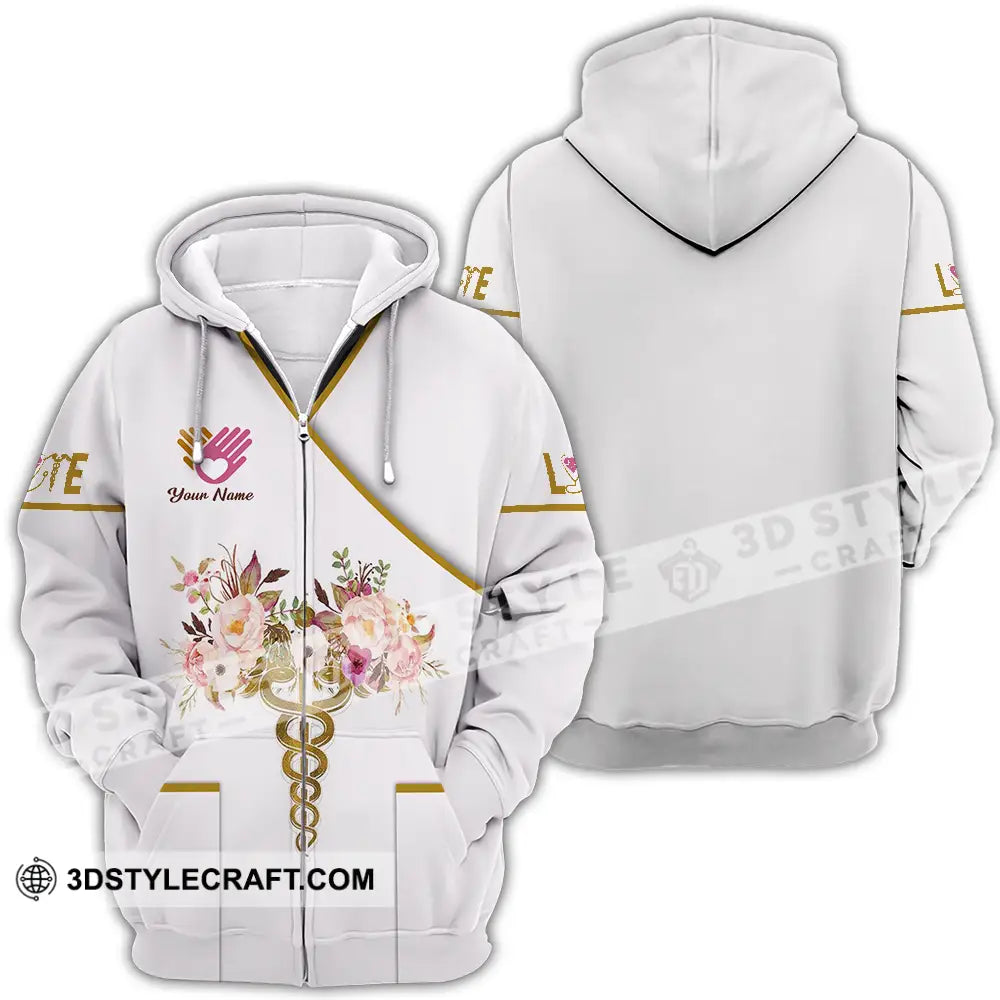 Unisex Shirt - Custom Text Nurse Love Zipper Hoodie / S T-Shirt