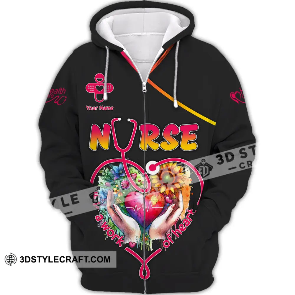 Unisex Shirt - Custom Text Nurse Shirt Zipper Hoodie / S T-shirt