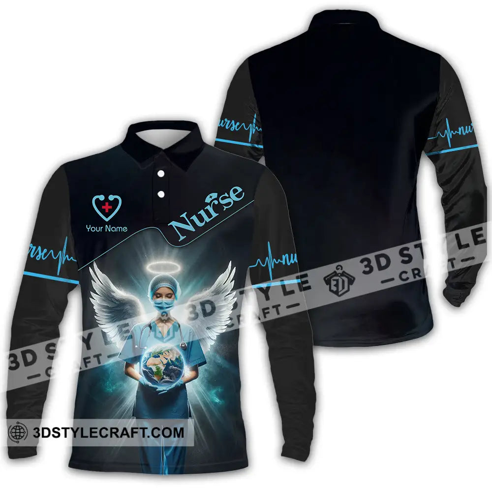 Unisex Shirt - Custom Text Nursing Shirt Nurse Life Long Sleeve Polo / S T-shirt