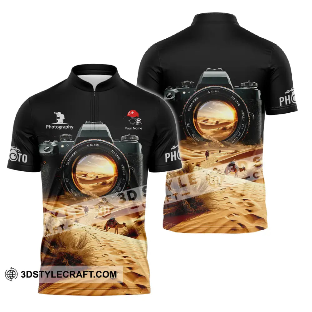 Unisex Shirt - Custom Text Shirt Photographer Shirt Zipper Polo Shirt / S T-shirt