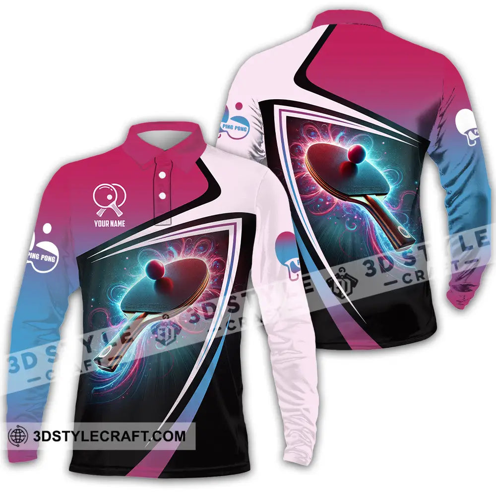 Unisex Shirt - Custom Text Shirt Ping Pong Shirt Long Sleeve Polo / S T-shirt