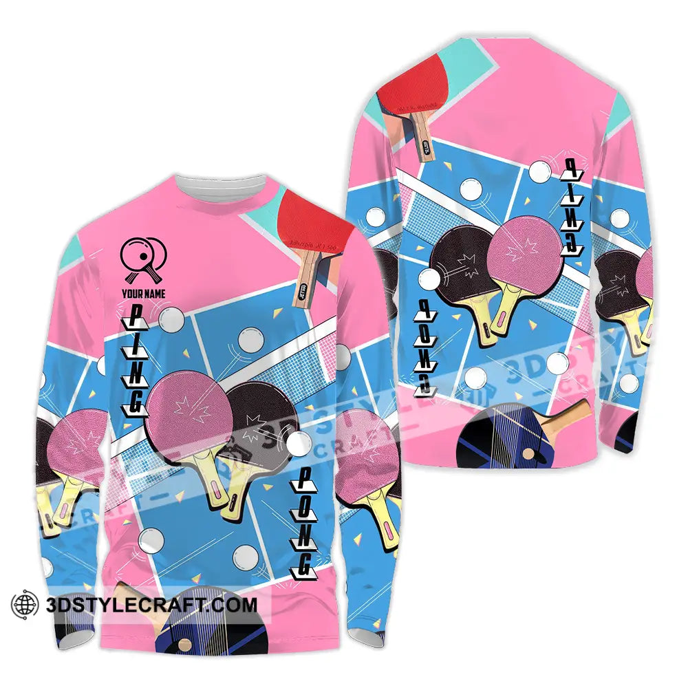 Unisex Shirt - Custom Text Shirt Ping Pong Shirt Long Sleeve Shirt / S T-shirt