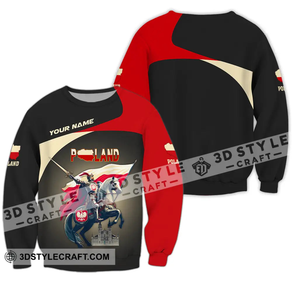 Unisex Shirt - Custom Text Poland Long Sleeve / S T-Shirt