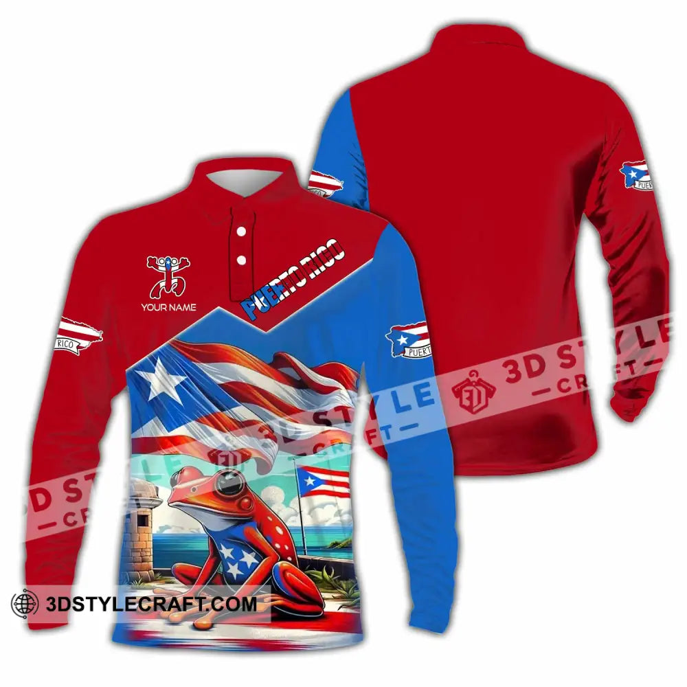 Unisex Shirt - Custom Text Shirt Puerto Rico Classic Shirt Long Sleeve Polo / S T-shirt