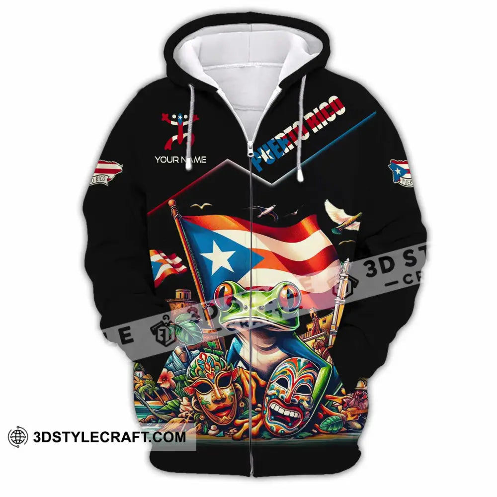 Unisex Shirt - Custom Text Shirt Puerto Rico Shirt Zipper Hoodie / S T-shirt