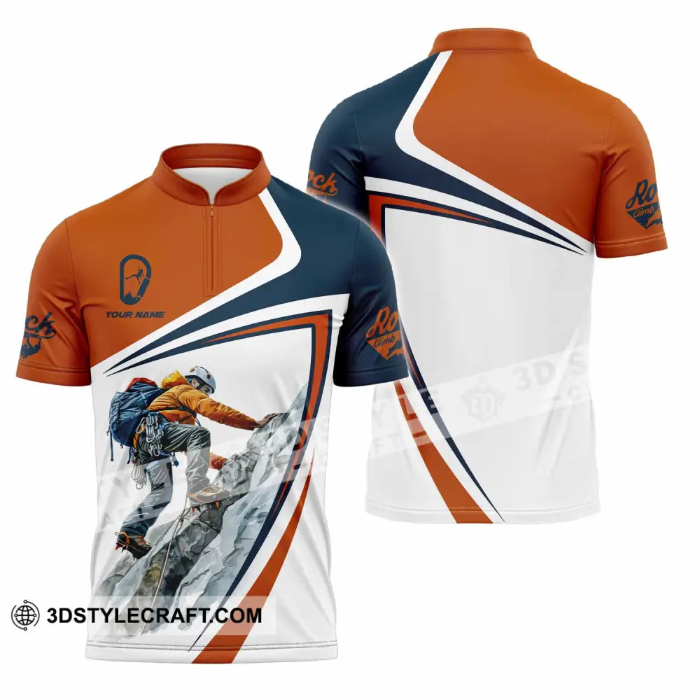 Unisex Shirt - Custom Text Shirt Rock Climb Zipper Polo Shirt / S T-shirt
