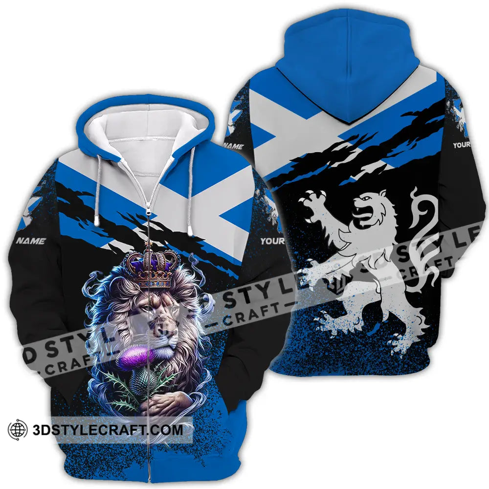 Unisex Shirt - Custom Text Scotland Zipper Hoodie / S T-Shirt
