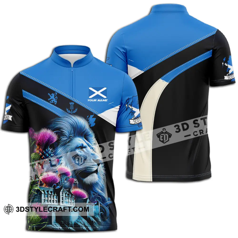 Unisex Shirt - Custom Text Shirt Scotland Shirt Zipper Polo Shirt / S T-shirt