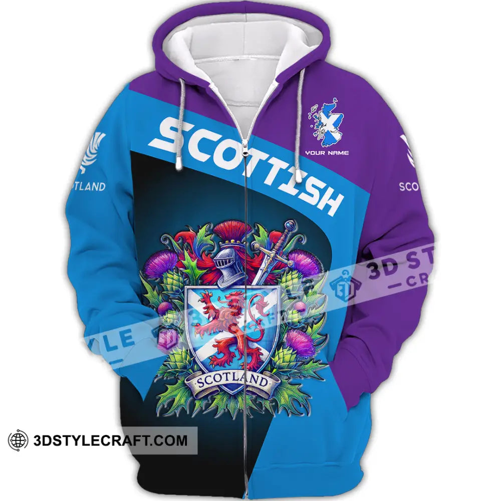 Unisex Shirt - Custom Text Shirt Scottish Shirt Zipper Hoodie / S T-shirt