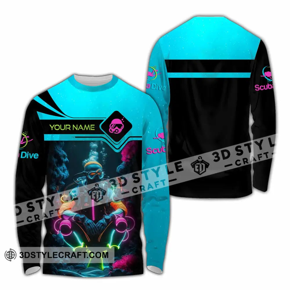 Unisex Shirt - Custom Text Shirt Scuba Diving Long Sleeve Shirt / S T-shirt