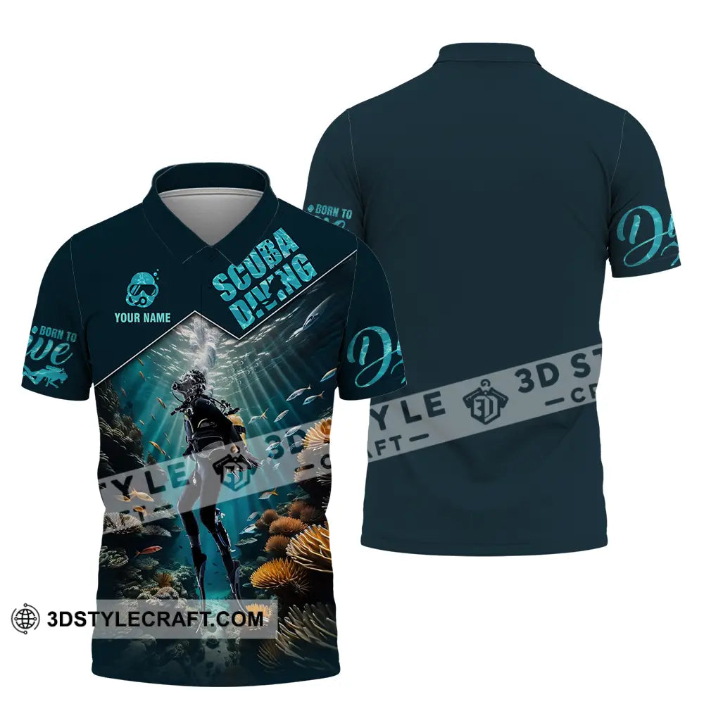 Unisex Shirt - Custom Text Scuba Diving Polo / S T-Shirt
