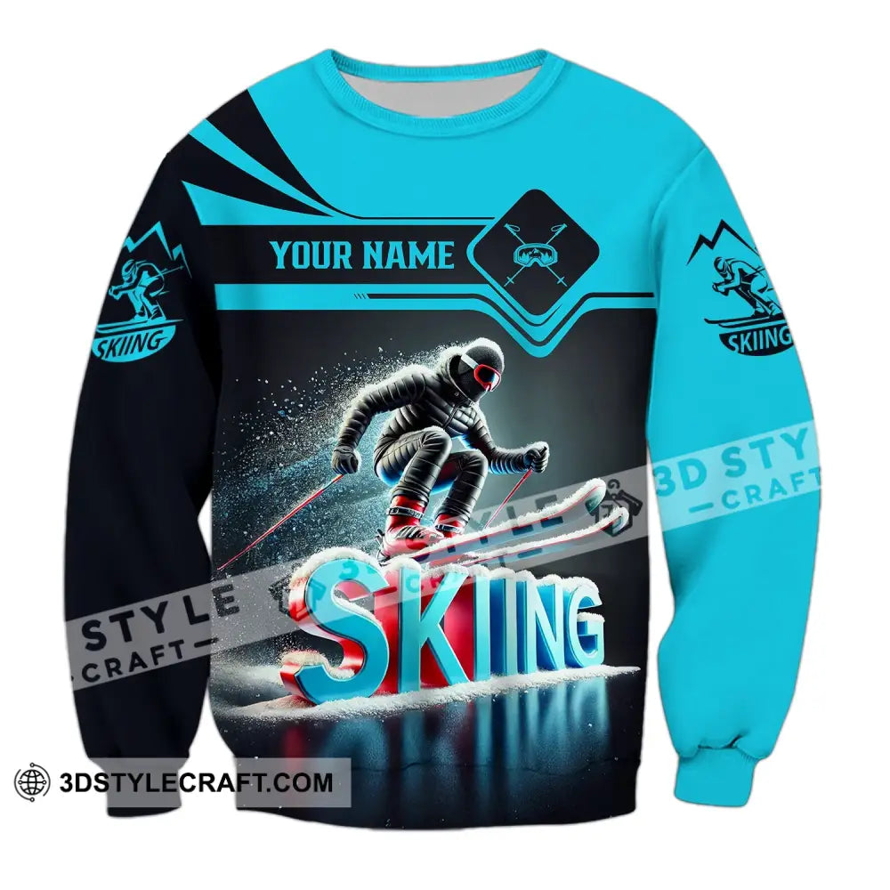 Unisex Shirt - Custom Text Skiing Long Sleeve / S T-Shirt