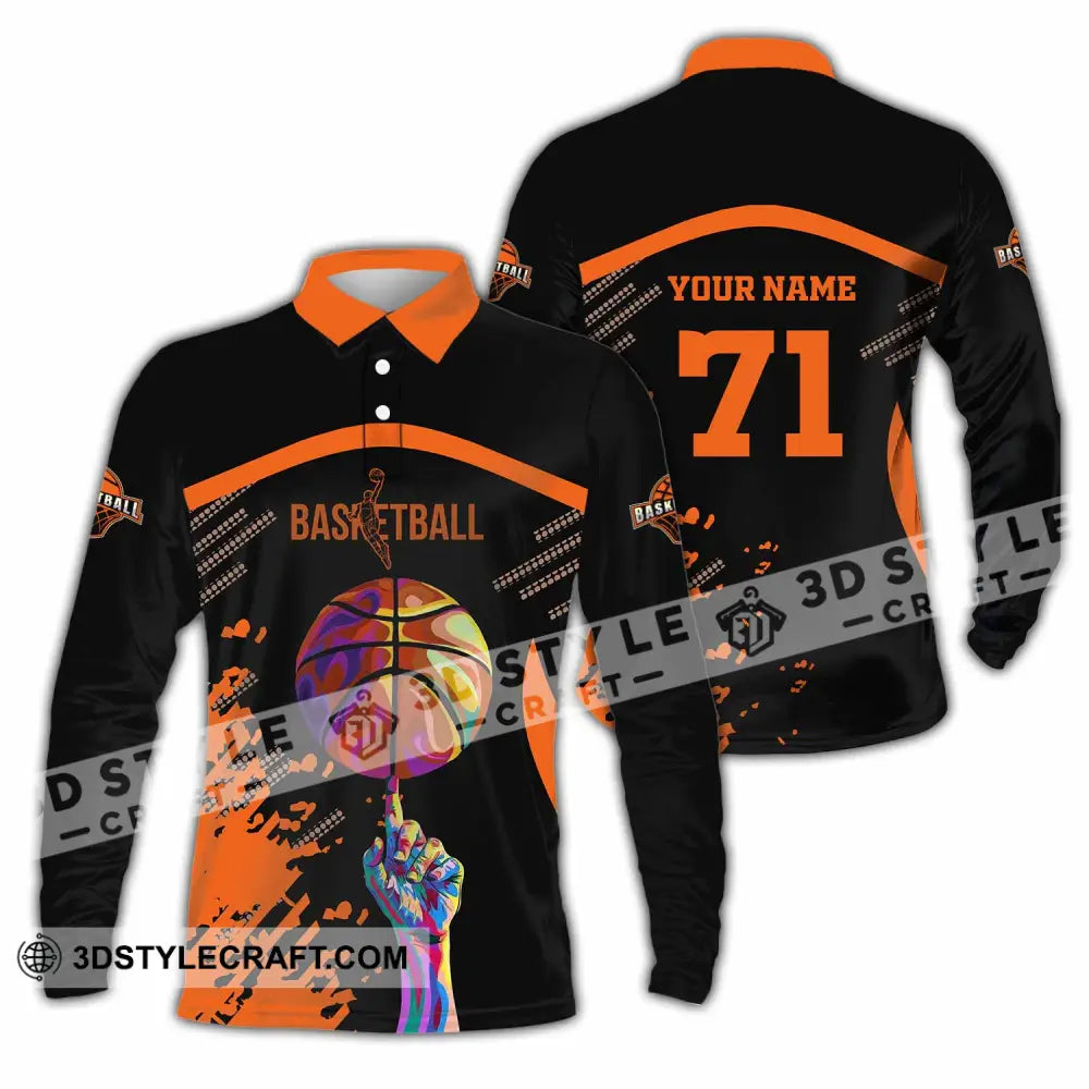 Unisex Shirt - Custom Text Sport Basketball Long Sleeve Polo / S T-Shirt
