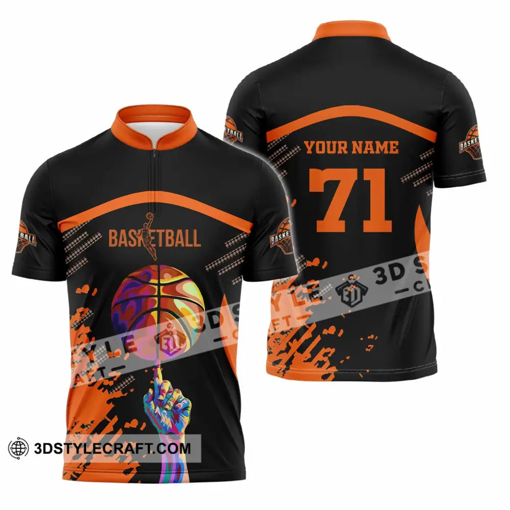 Unisex Shirt - Custom Text Sport Basketball Zipper Polo / S T-Shirt