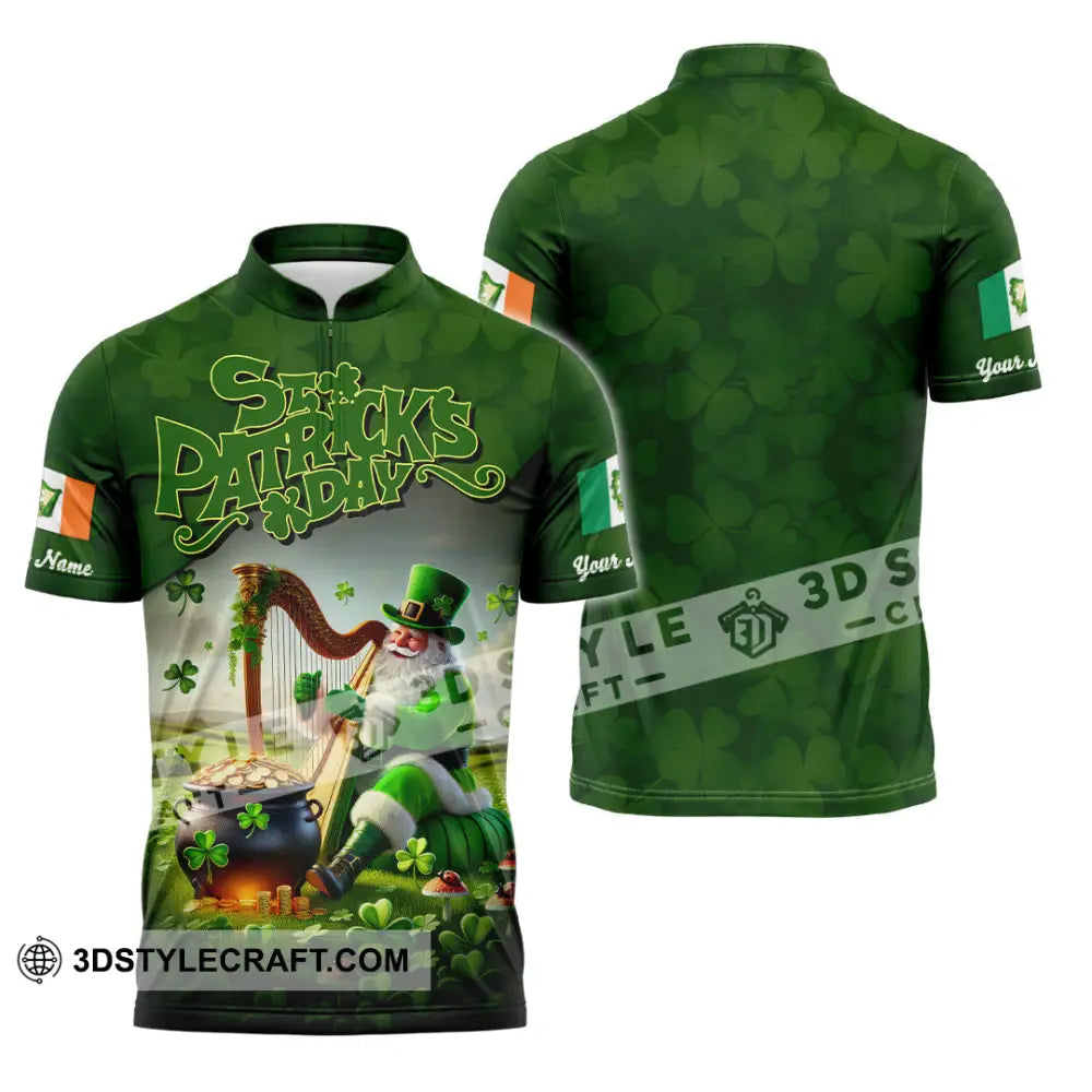 Unisex Shirt - Custom Text St.patrick’s Day Zipper Polo / S T-Shirt