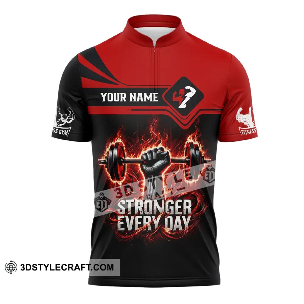 Unisex Shirt - Custom Text Stronger Everyday Zipper Polo / S T-Shirt
