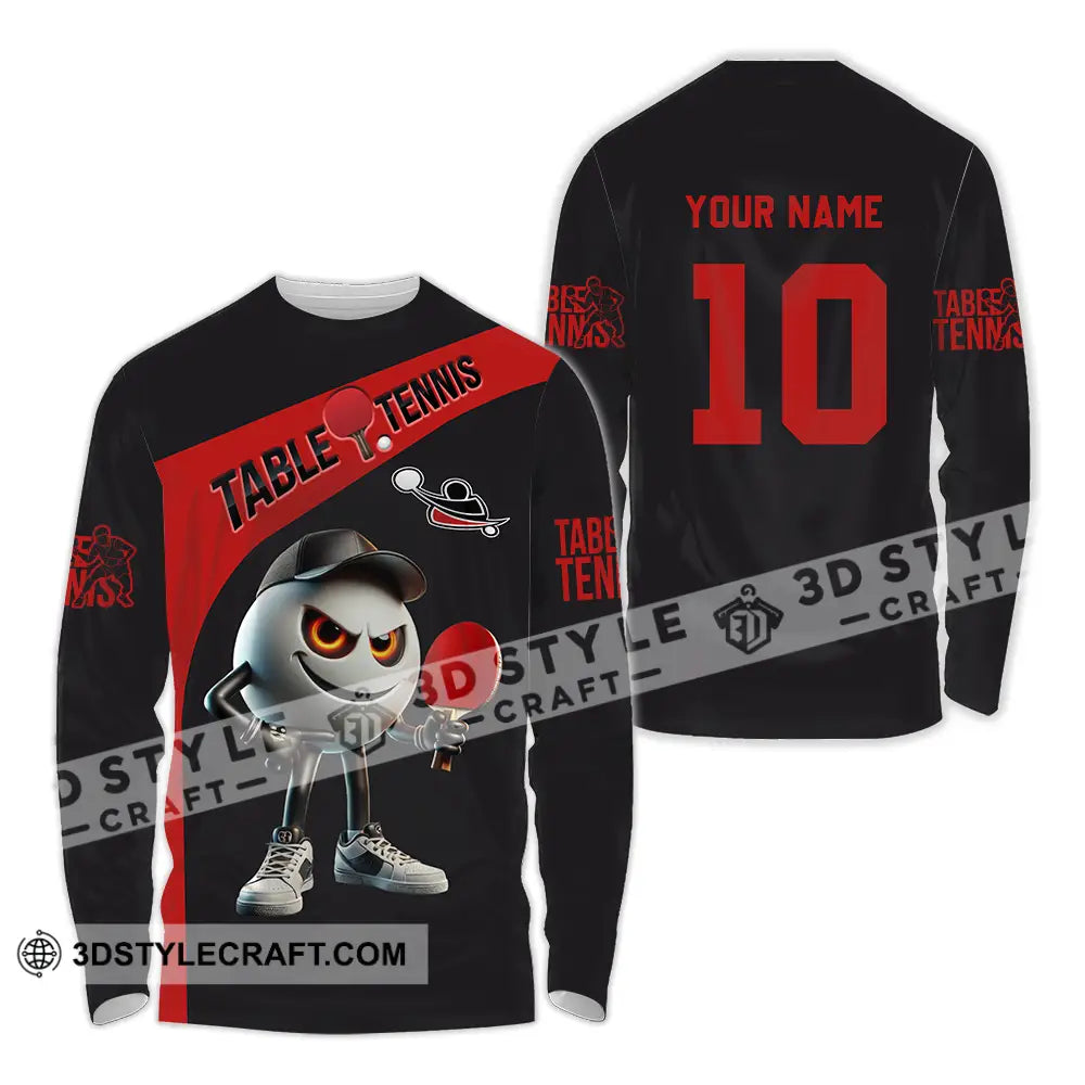 Unisex Shirt - Custom Text Table Tennis Long Sleeve / S T-Shirt