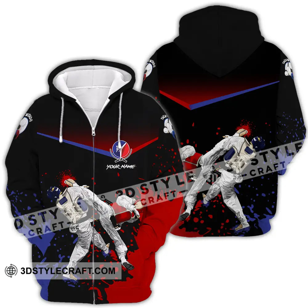 Unisex Shirt - Custom Text Shirt Taekwondo Shirt Zipper Hoodie / S T-shirt
