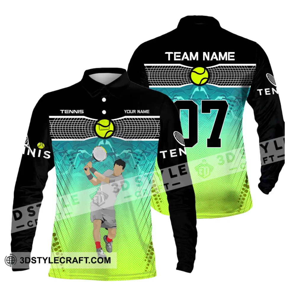 Unisex Shirt - Custom Text Shirt Tennis Shirt Long Sleeve Polo / S T-shirt