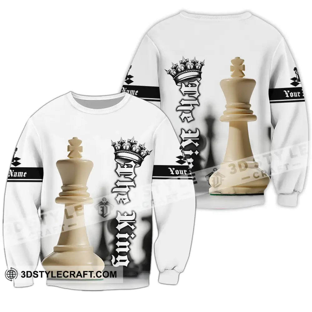 Unisex Shirt - Custom Text The King Chess Long Sleeve / S T-Shirt