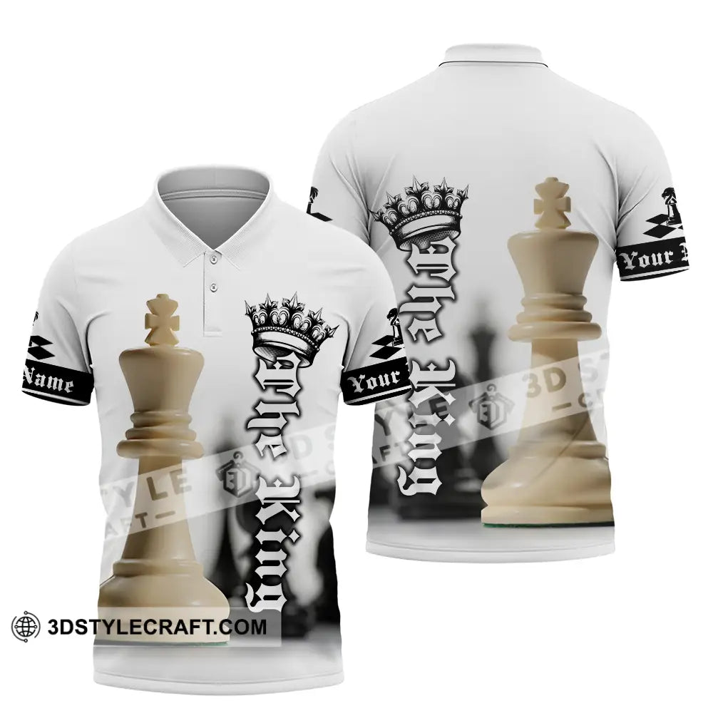Unisex Shirt - Custom Text The King Chess Polo / S T-Shirt