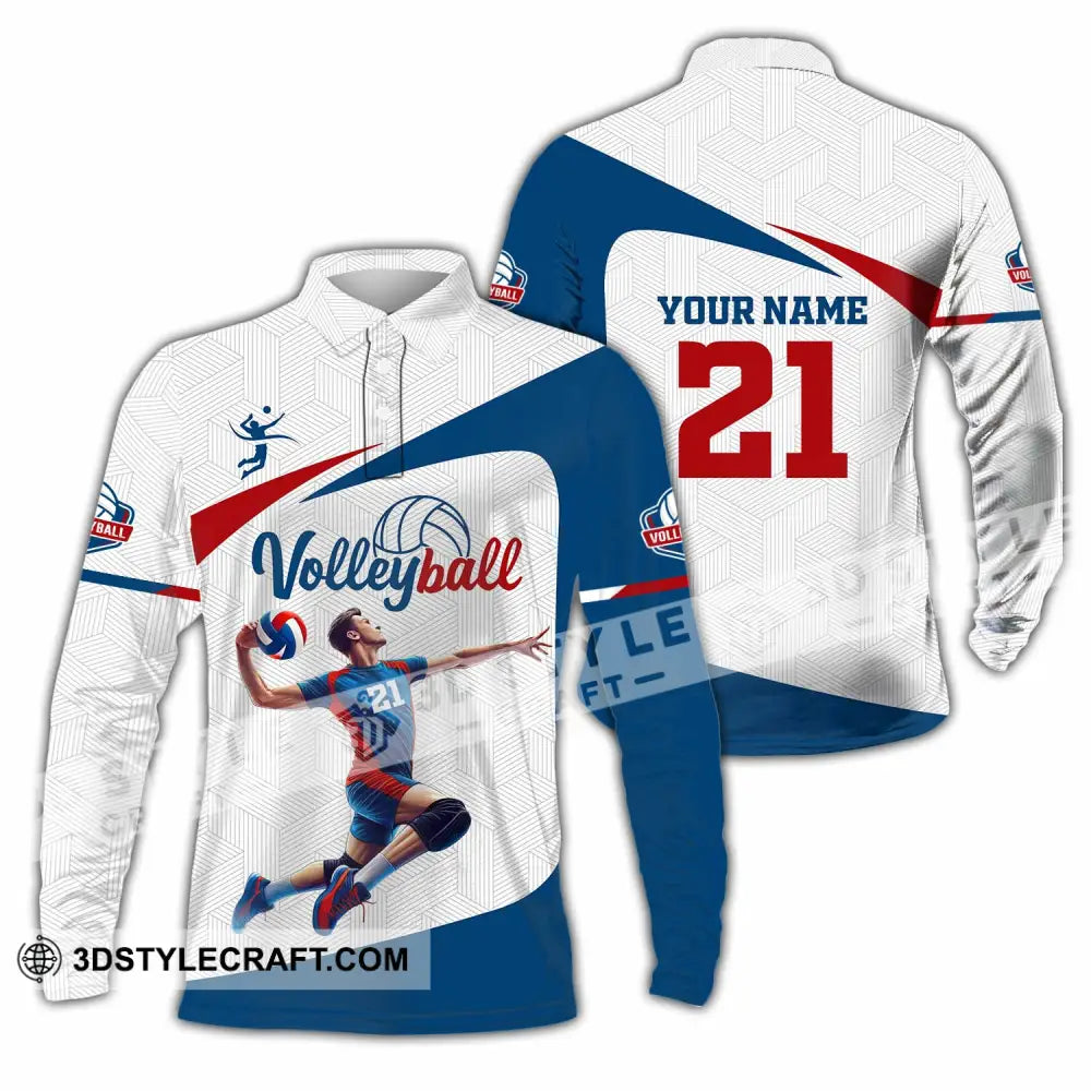 Unisex Shirt - Custom Text Shirt Volleyball Shirt Long Sleeve Polo / S T-shirt