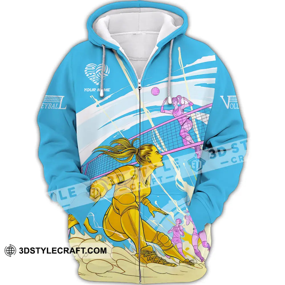 Unisex Shirt - Custom Text Volleyball Zipper Hoodie / S T-Shirt