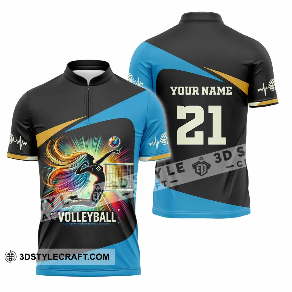 Unisex Shirt - Custom Text Shirt Volleyball Shirt Zipper Polo Shirt / S T-shirt