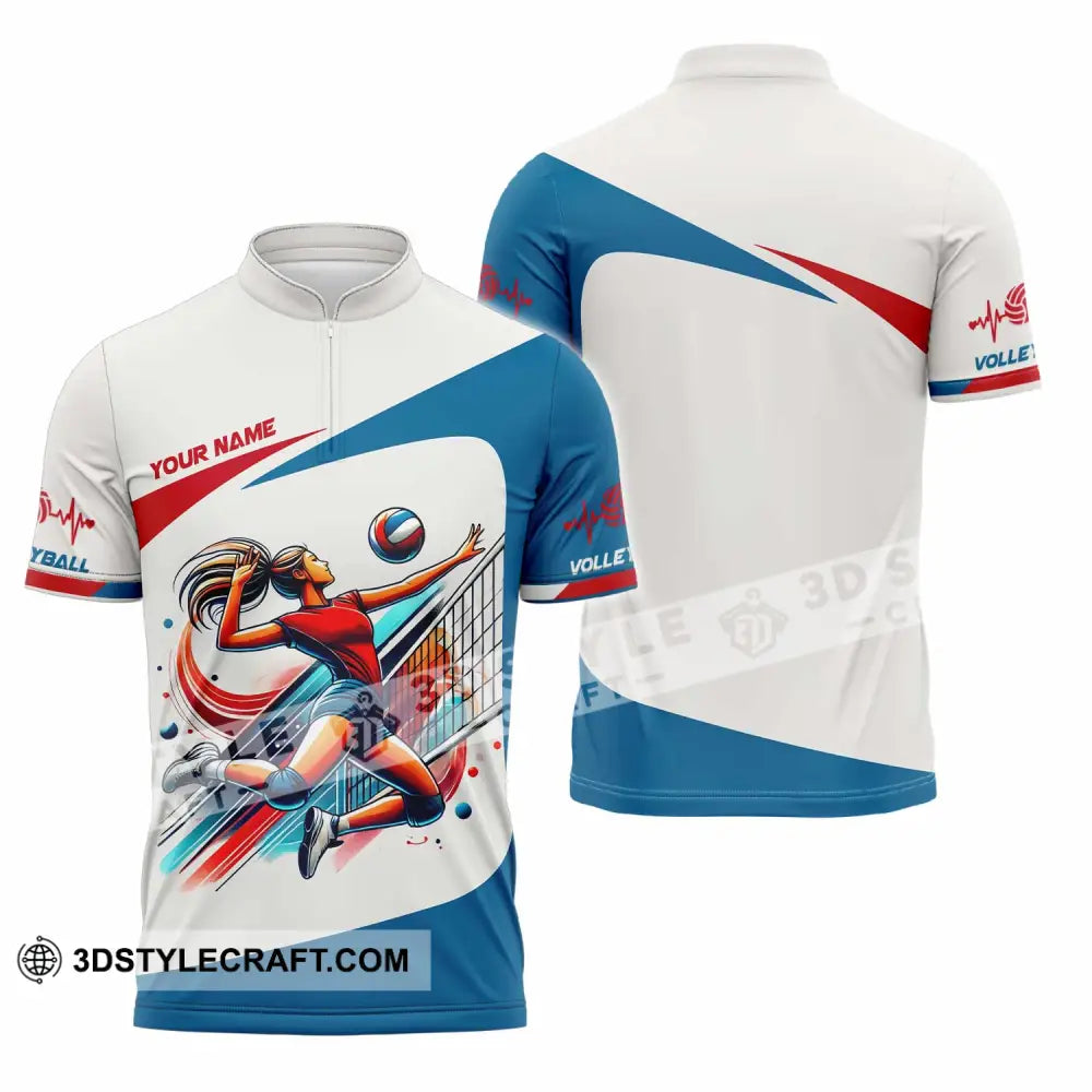 Unisex Shirt - Custom Text Shirt Volleyball Zipper Polo Shirt / S T-shirt