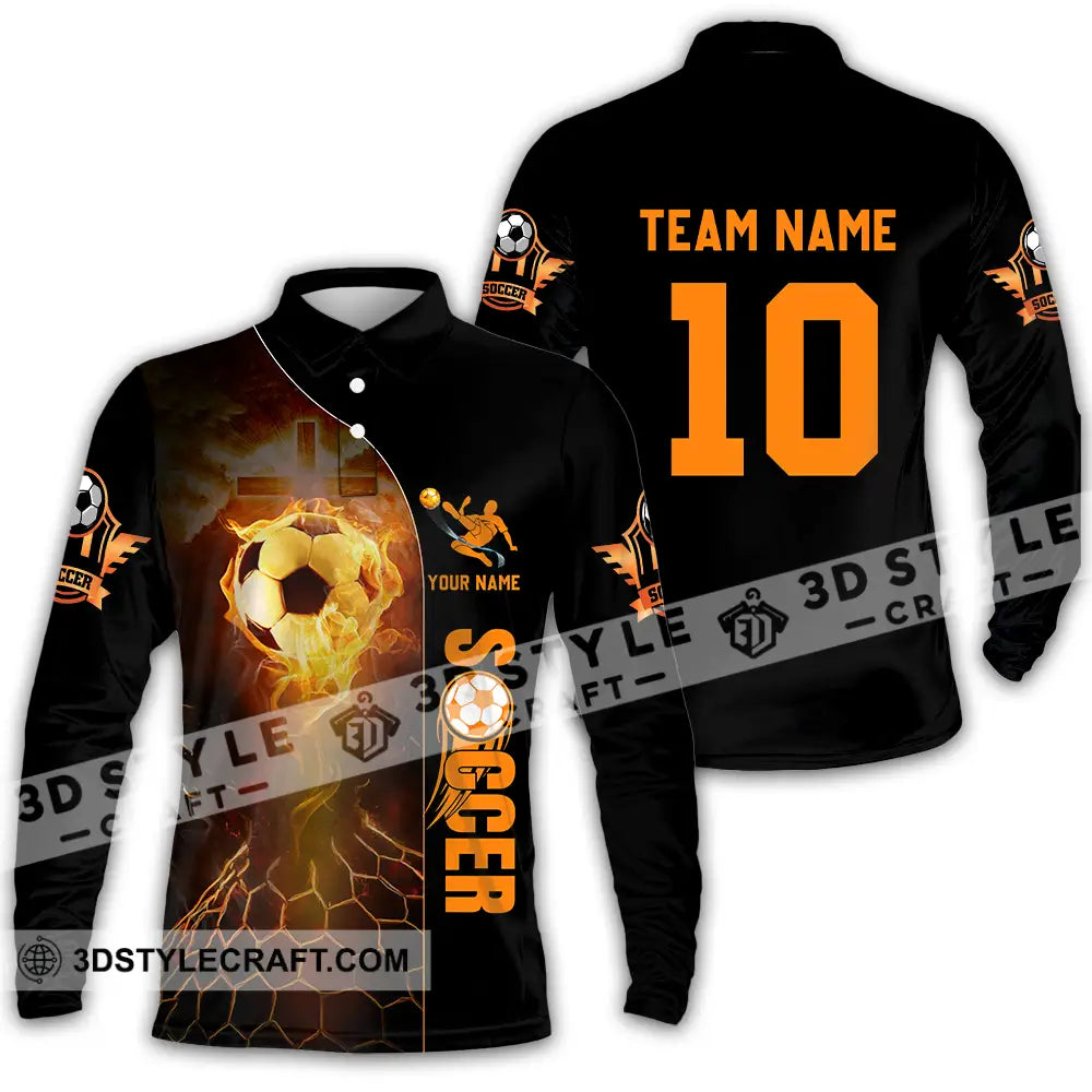 Unisex Shirt - Custom Texts Soccer Long Sleeve Polo / S T-Shirt