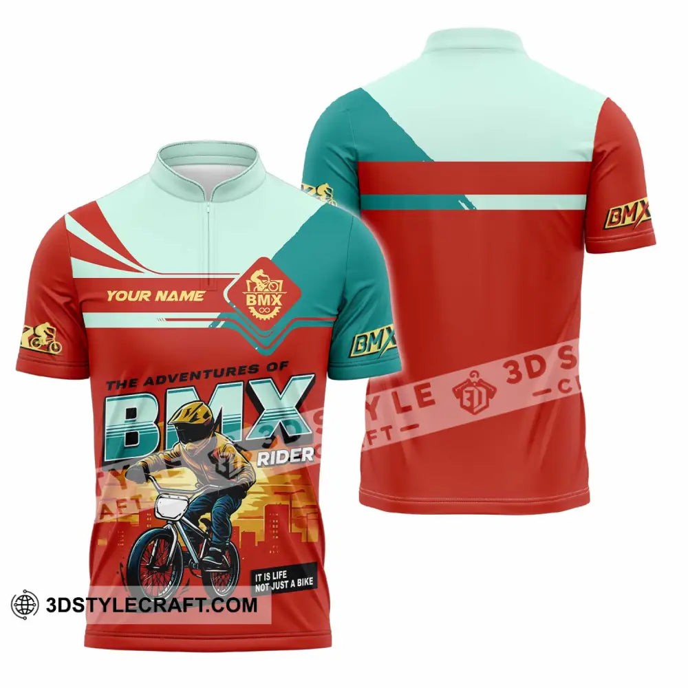 Unisex Shirt - Custom The Adventures Of BMX Rider Shirt Zipper Polo Shirt / S T-shirt