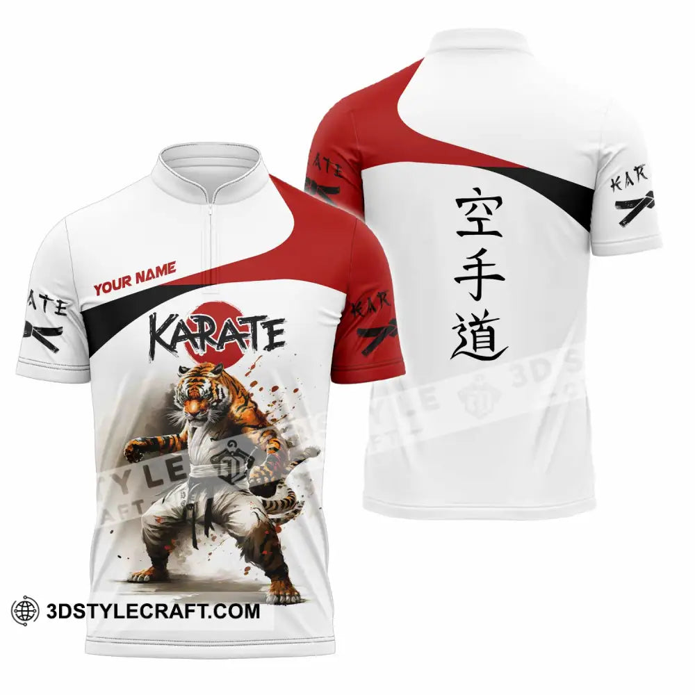 Unisex Shirt - Custom Tiger Karate Shirt Zipper Polo Shirt / S T-shirt