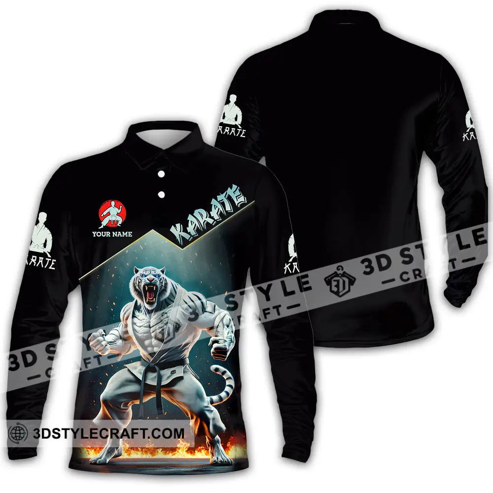 Unisex Shirt - Custom White Tiger Karate Sport Shirt Long Sleeve Polo / S T-shirt