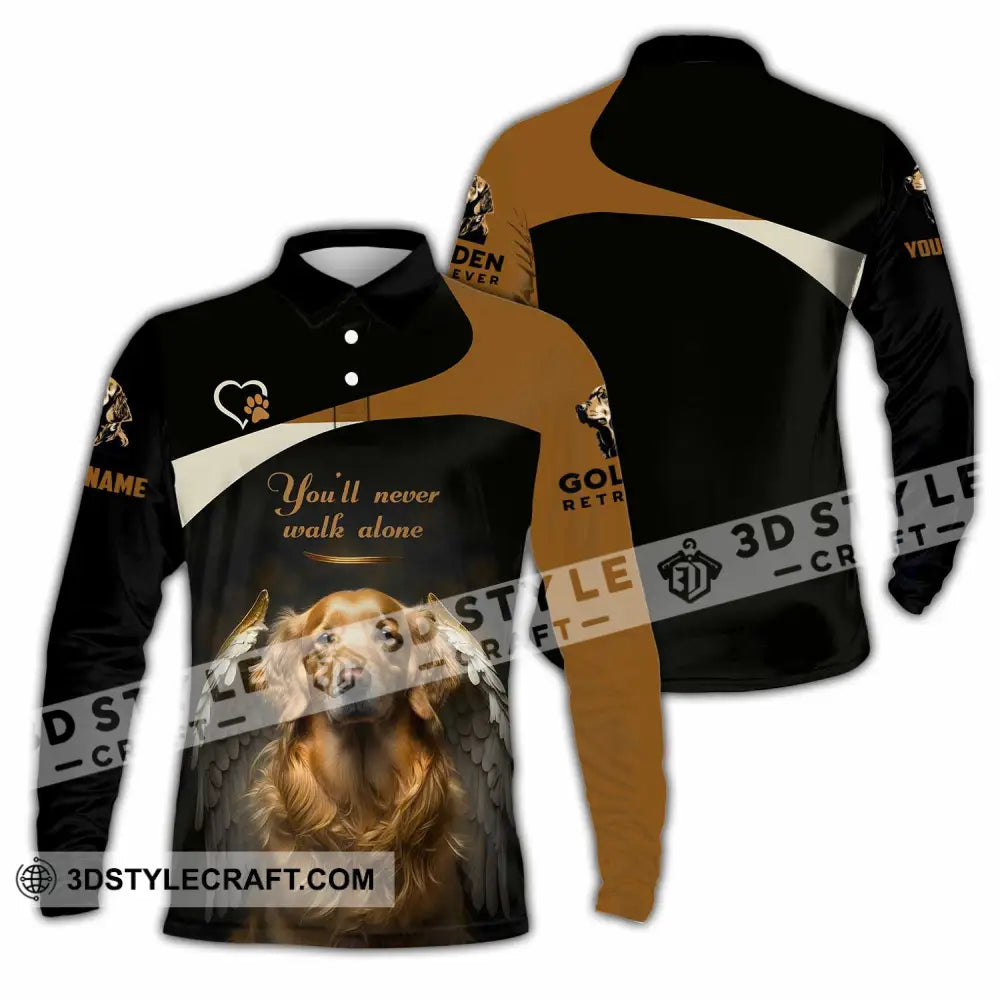 Unisex Shirt - Custom You Never Walk Alone Golden Retriever Shirt Long Sleeve Polo / S T-shirt