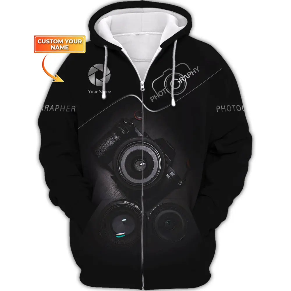 Unisex Shirt Photographer Custom Name - T-Shirt For Photographers Zipper Hoodie / S T-Shirt