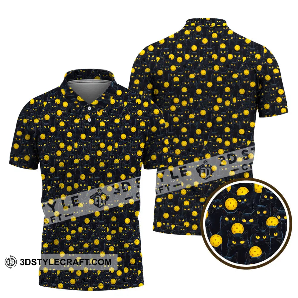 Unisex Shirt Pickleball Halloween Black Cat Shirt Polo Shirt / S T shirt