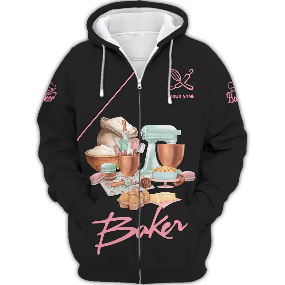 Unisex T-Shirt Baker Shirt Hoodie Baking Gift For Lovers Zipper / S