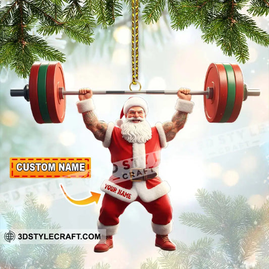 Weightlifting Santa Christmas Home Decor Christmas Ornament Personalized Ornament 3.54’’ / 1 Ornament Ornament
