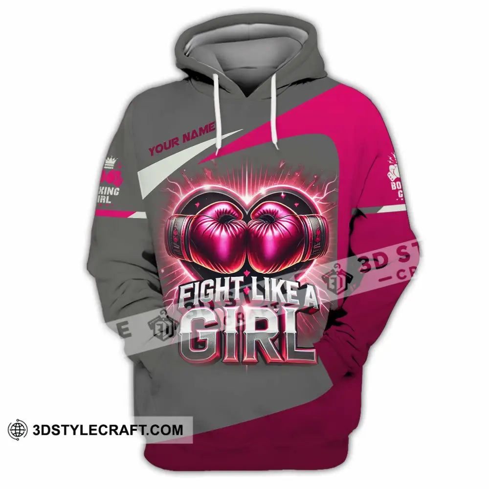 Woman Shirt Custom Name Boxing Polo Long Sleeve Hoodie / S T-Shirt
