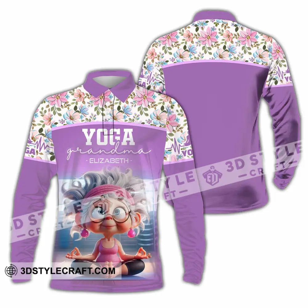 Women Shirt - Custom Chill Relax Yoga Granndma Shirt Long Sleeve Polo / S T-shirt
