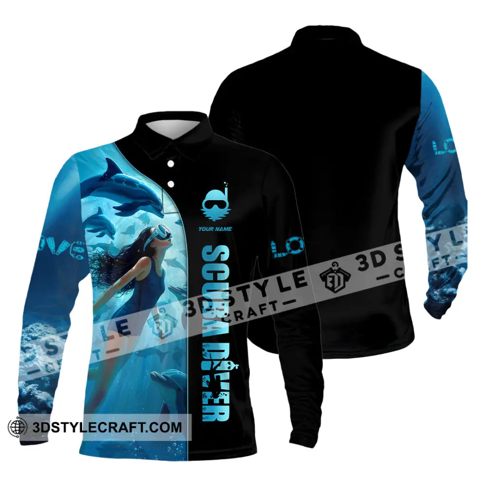 Women Shirt - Custom Love Scuba Diving Shirt For Diver Long Sleeve Polo / S T-shirt