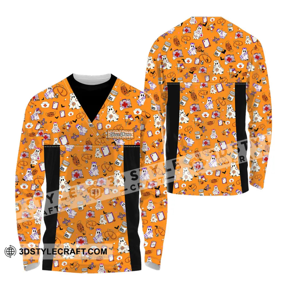 Women Shirt - Custom Scrubstar Fright Friends Halloween Shirt Long Sleeve Shirt / S T-shirt