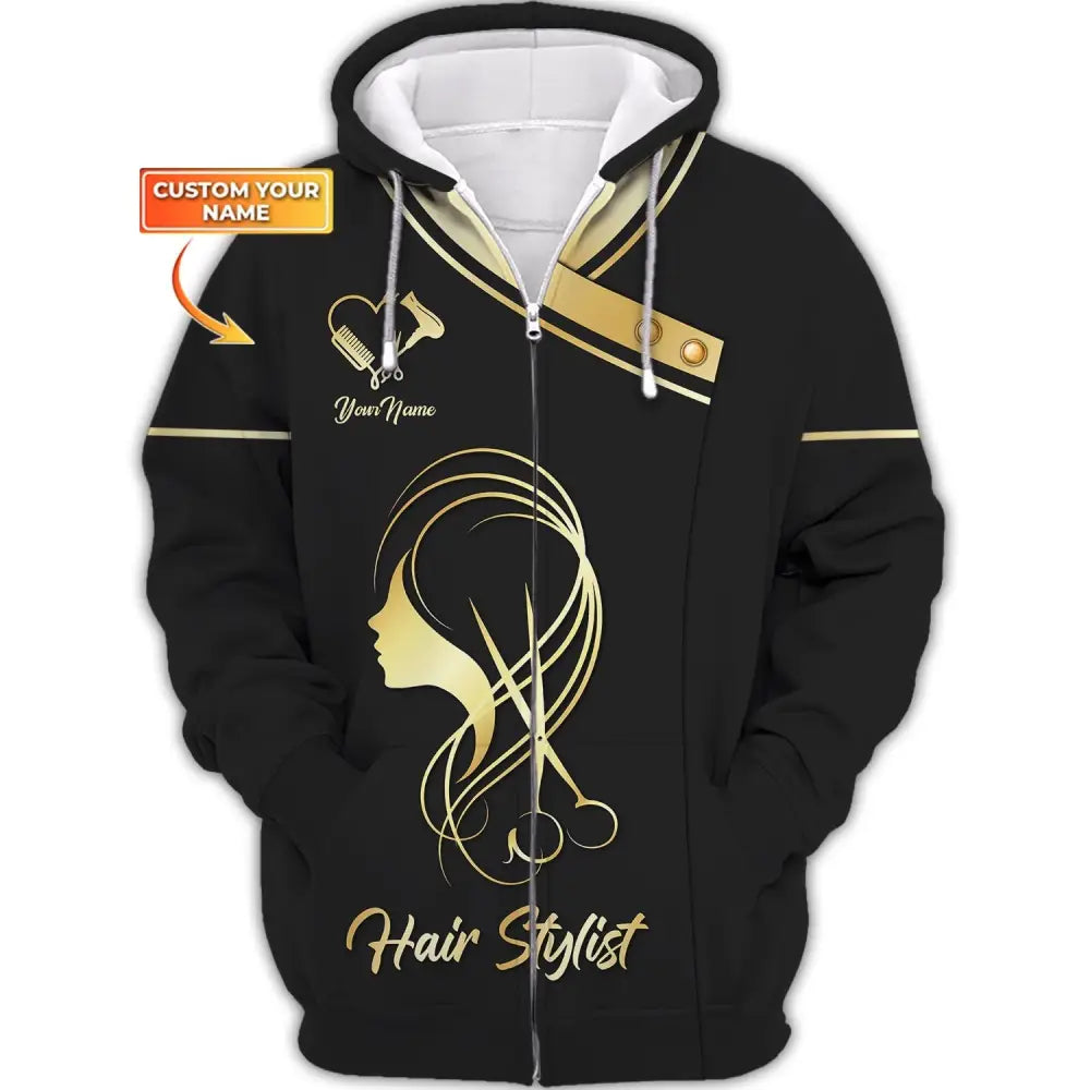 Women Shirt Hair Stylist Hairdresser Hoodie Sportwear Zipper / S T-Shirt