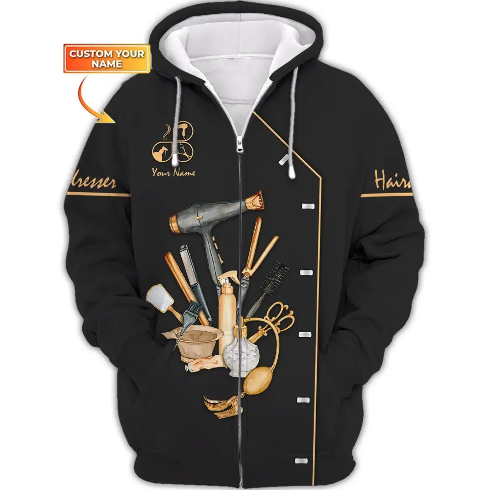 Women Shirt Hair Stylist Hairdresser Sportwear Zipper Hoodie / S T-Shirt